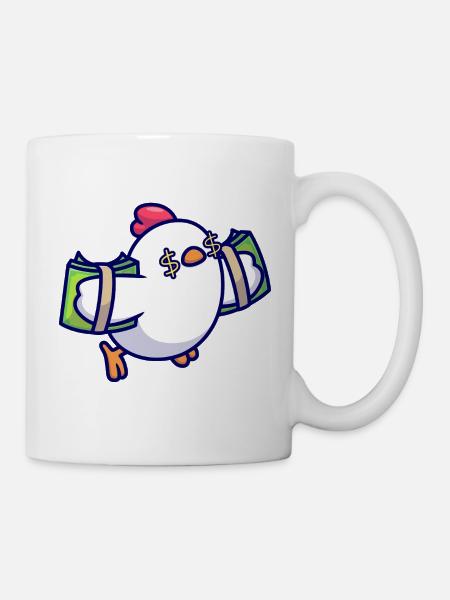 Mascotte Cash Chick avec des yeux de Dollar - Mug blanc - blanc
