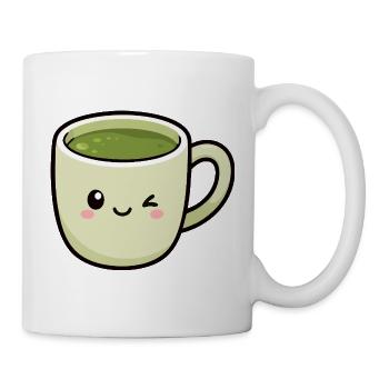 Kawaii Winking Matcha Green Tea Cup - Mug - white - Right