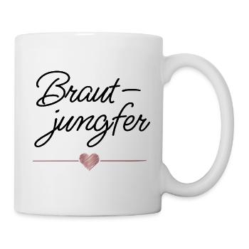 Brautjungfer Herz Hochzeit Team Braut - Tasse - Weiß - Rechts