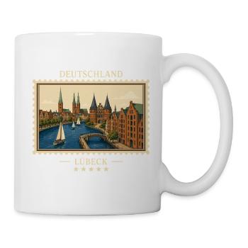 Deutschland Lübeck Vintage Reisemarke - Tasse - Weiß - Rechts