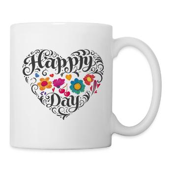 Flower Heart Happy Day - Mug - white - Right