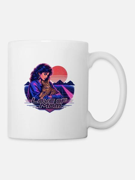 80s Retro Synthwave Bengal Cat - Tasse - Weiß