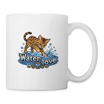 Retro Pixel Art Bengal Cat in Water - Mug - white - Right
