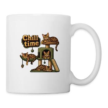 Pixel Art Bengal Cats Cat Scratching Post - Mug - white - Right