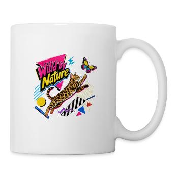 90s Pop Art Bengal Cat & Butterfly - Mug - white - Right
