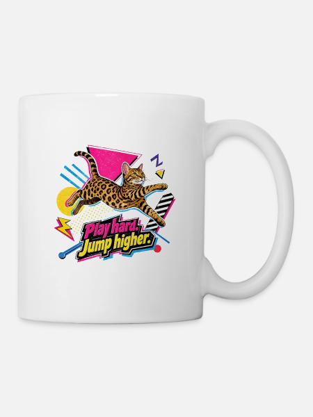 90s Memphis Bengal Katze - Tasse - Weiß