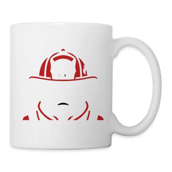Feuerwehrhelm Gesicht Silhouette - Tasse - Weiß - Rechts