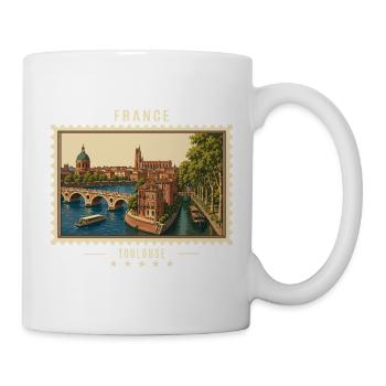 Frankreich Toulouse Vintage Reisemarke - Tasse - Weiß - Rechts