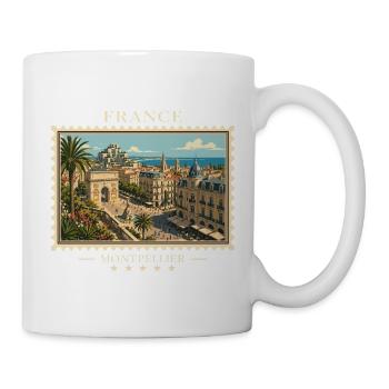 Frankreich Montpellier Vintage Reisemarke - Tasse - Weiß - Rechts
