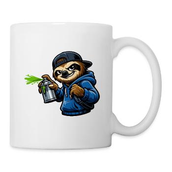 Graffiti de paresseux qui pulvérise - Mug blanc - blanc - Droite