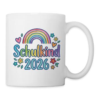 Schulkind 2026 Regenbogen - Tasse - Weiß - Rechts