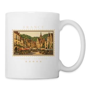 Frankreich Sarlat-la-Canéda Vintage Reisemarke - Tasse - Weiß - Rechts