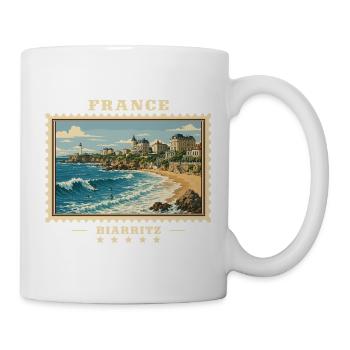 Frankreich Biarritz Vintage Reisemarke - Tasse - Weiß - Rechts