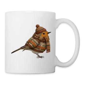 Rotkehlchen im Strickpullover Winter Weihnachten - Tasse - Weiß - Rechts