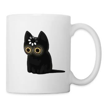 Schwarze Katze mit leuchtenden Augen - Tasse - Weiß - Rechts