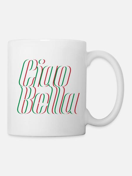 Ciao Bella Italien Spruch – Minimal Typo Design - Tasse - Weiß