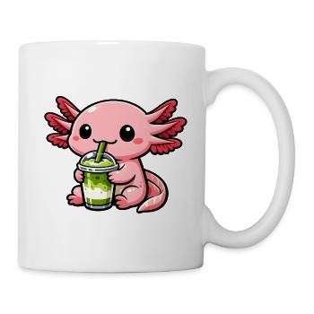 Süßer Axolotl mit Matcha Latte - Tasse - Weiß - Rechts