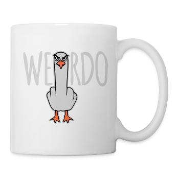 Weirdo Komischer Lustiger Mittelfinger Möwe Vogel - Tasse - Weiß - Rechts