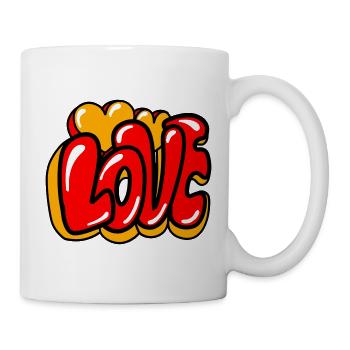 Love Graffiti Fett Typografisch - Tasse - Weiß - Rechts