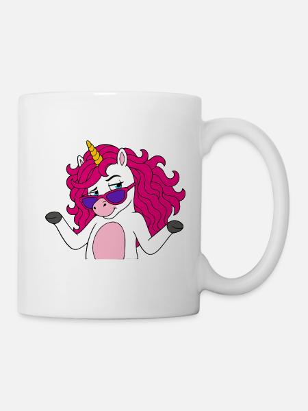 Unicorn with Pink Hair - Tasse - Weiß