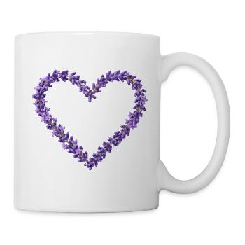 Lavendelherz aus violetten Blüten - Tasse - Weiß - Rechts