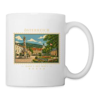 Österreich Baden bei Wien Vintage Reisemarke - Tasse - Weiß - Rechts