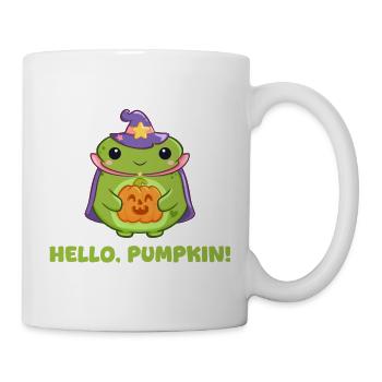 Kleiner Hexenfrosch mit Kürbis für Halloween - Tasse - Weiß - Rechts