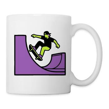 Skateboard Halfpipe Grafik - Tasse - Weiß - Rechts