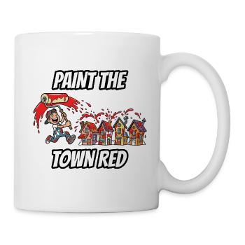Paint the Town Red – Lustige, wörtliche Idiom-Zeichentrickserie - Tasse - Weiß - Rechts