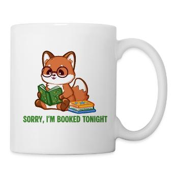 Fuchs mit Brille und Büchern - Sorry, I'm booked - Tasse - Weiß - Rechts