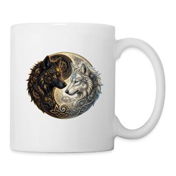 Celtic Wolves Yin Yang – Steampunk Harmony. - Tasse - Weiß - Rechts