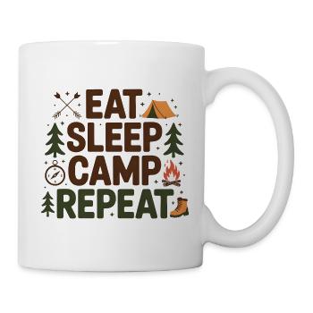 Essen, schlafen, campen, wiederholen - Tasse - Weiß - Rechts
