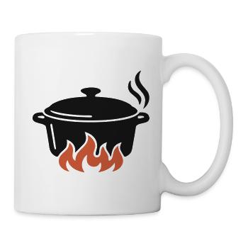Kochtopf Lagerfeuer Logo - Tasse - Weiß - Rechts