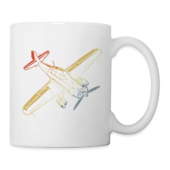Propellerflugzeug Vintage Look - Tasse - Weiß - Rechts