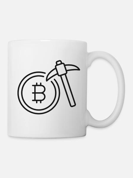 Bitcoin-Mining-Linien-Symbol - Tasse - Weiß