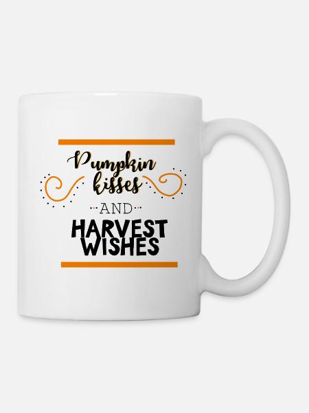 Herbstspruch zwischen orangen Balken - Tasse - Weiß