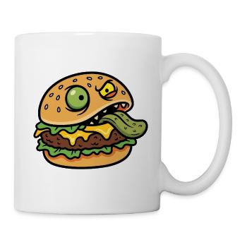 Cheeky Burger Maskottchen-Tee - Tasse - Weiß - Rechts