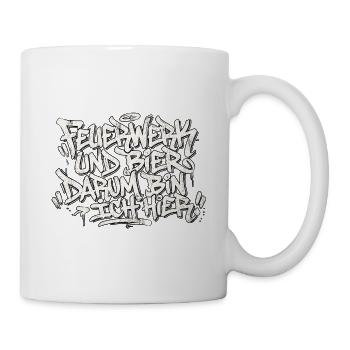 Feuerwerk Bier Graffiti - Tasse - Weiß - Rechts