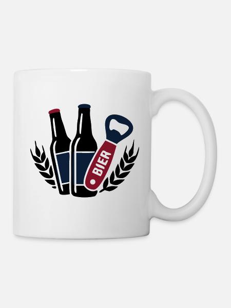 Flaschenoeffner Bier Logo - Tasse - Weiß