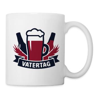 Vatertag Bier Banner Logo - Tasse - Weiß - Rechts