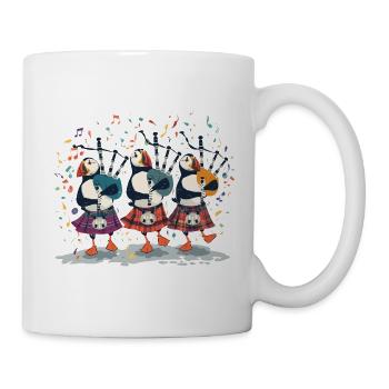 Puffin-Dudelsack-Trio in Kilts - Tasse - Weiß - Rechts