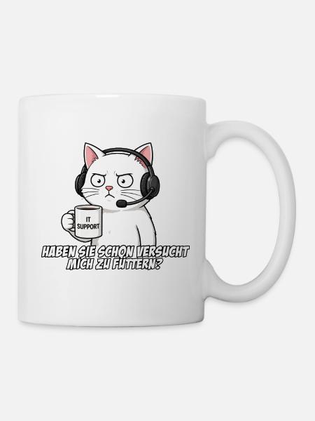 IT Support Katze mit Kaffee - Tasse - Weiß