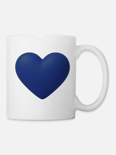 Kobaltblauer Herz 3D - Tasse - Weiß