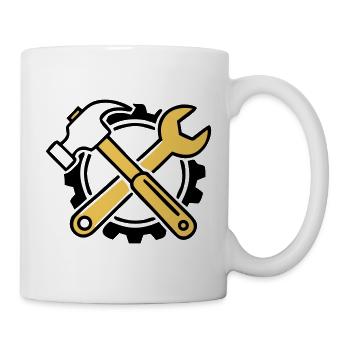 Hammer Schraubenschluessel Icon - Tasse - Weiß - Rechts