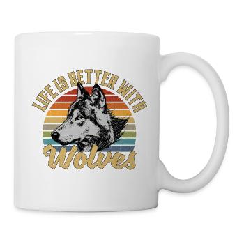 Life Is Better With Wolves Retro Vintage Wolf - Tasse - Weiß - Rechts