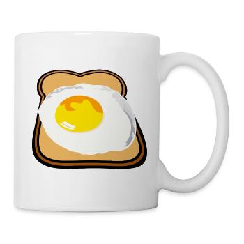 Toast mit Spiegelei lecker Frühstück - Tasse - Weiß - Rechts