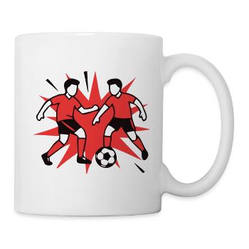 Fussball Zweikampf Grafik - Tasse - Weiß - Rechts