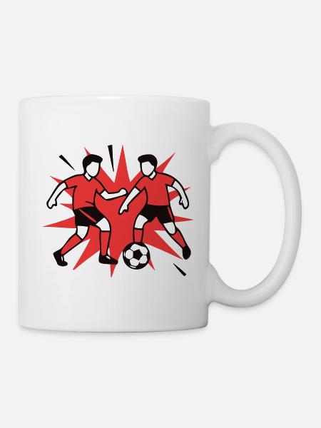 Fussball Zweikampf Grafik - Tasse - Weiß