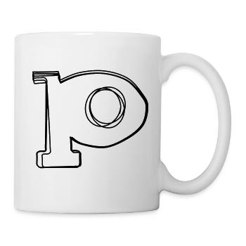 Kleinbuchstabe p handgezeichnet - Tasse - Weiß - Rechts