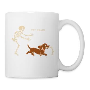 Halloween - Lustiges Skelett Hund Motiv - Tasse - Weiß - Rechts